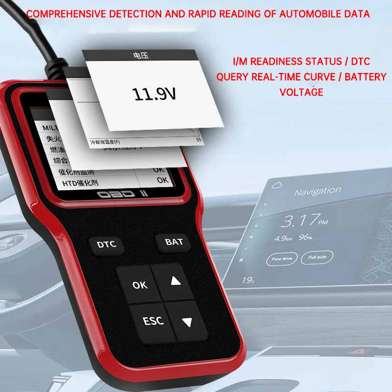 Picture 7: Car OBD2 Scanner Diagnostic Tool Code Reader Voltage Tester Engine Fault Code Scanner V302 Engine Fault Detector Multi-language