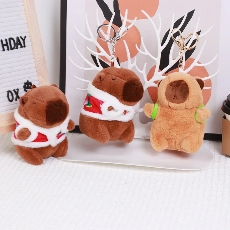 Kawaii Capybara Plush Keychain Cute Animal Stuffed Doll Backpack Pendant Soft Plush Toy Decor Gift For Girls Kids