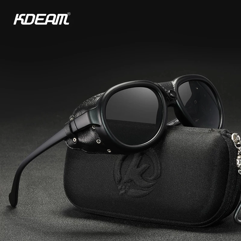 KDEAM New Pilot Sunglasses Steampunk Mirror UV400 Glasses Men Women Outdoor Driving Shades With Free Case