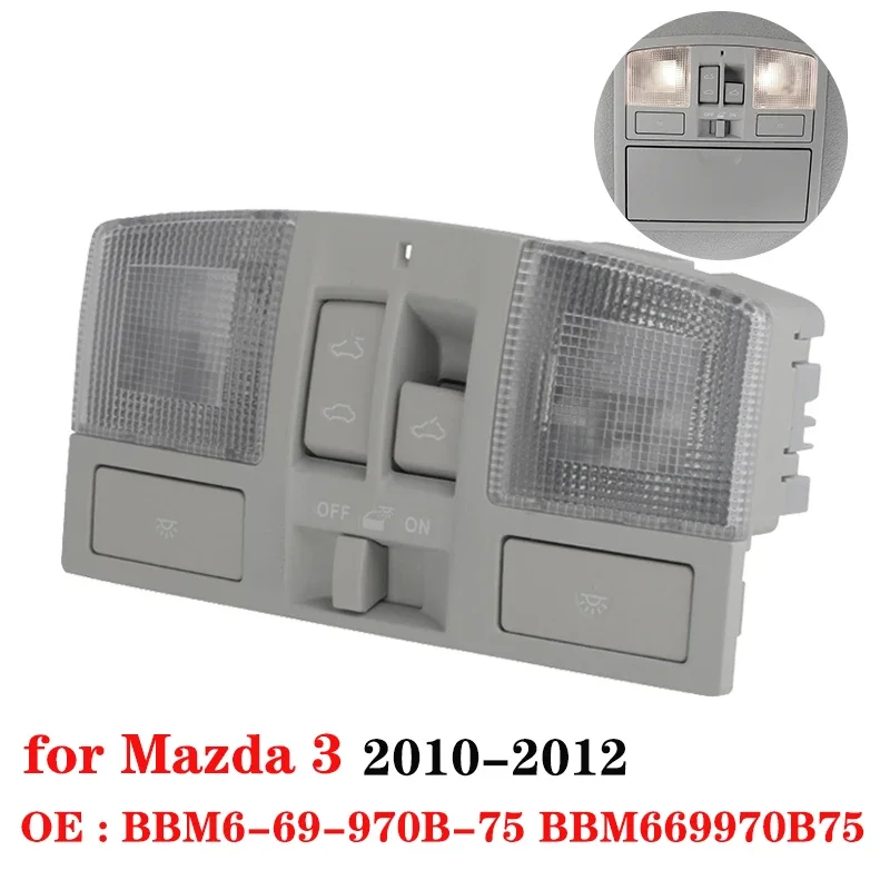 Overhead Sunroof Reading Light Console w/Dome Light Sunroof Switch For Mazda 3 2010 2011 2012 BBM6-69-970B-75 ﻿ BBM669970B75