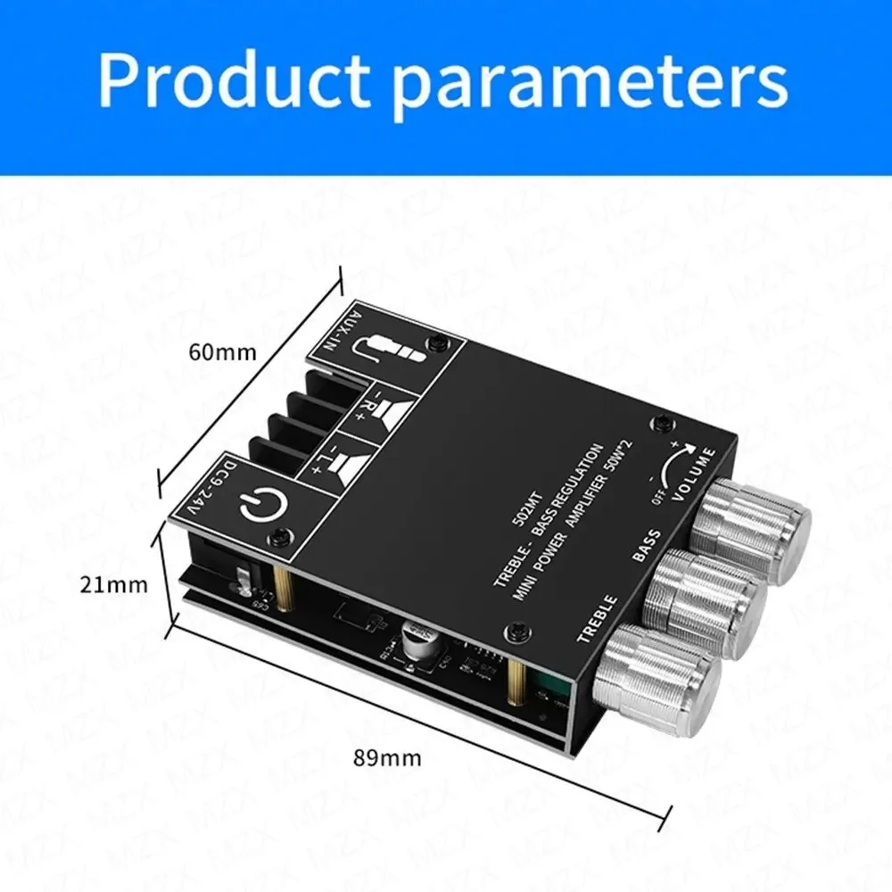 ZK-502MT 2x50 واط Blutooth5.0 مضخم الصوت AUX الصوت الرقمي مكبر كهربائي وحدة مجلس 2.0 قناة ستيريو باس أمبير HiFi لمكبر الصوت