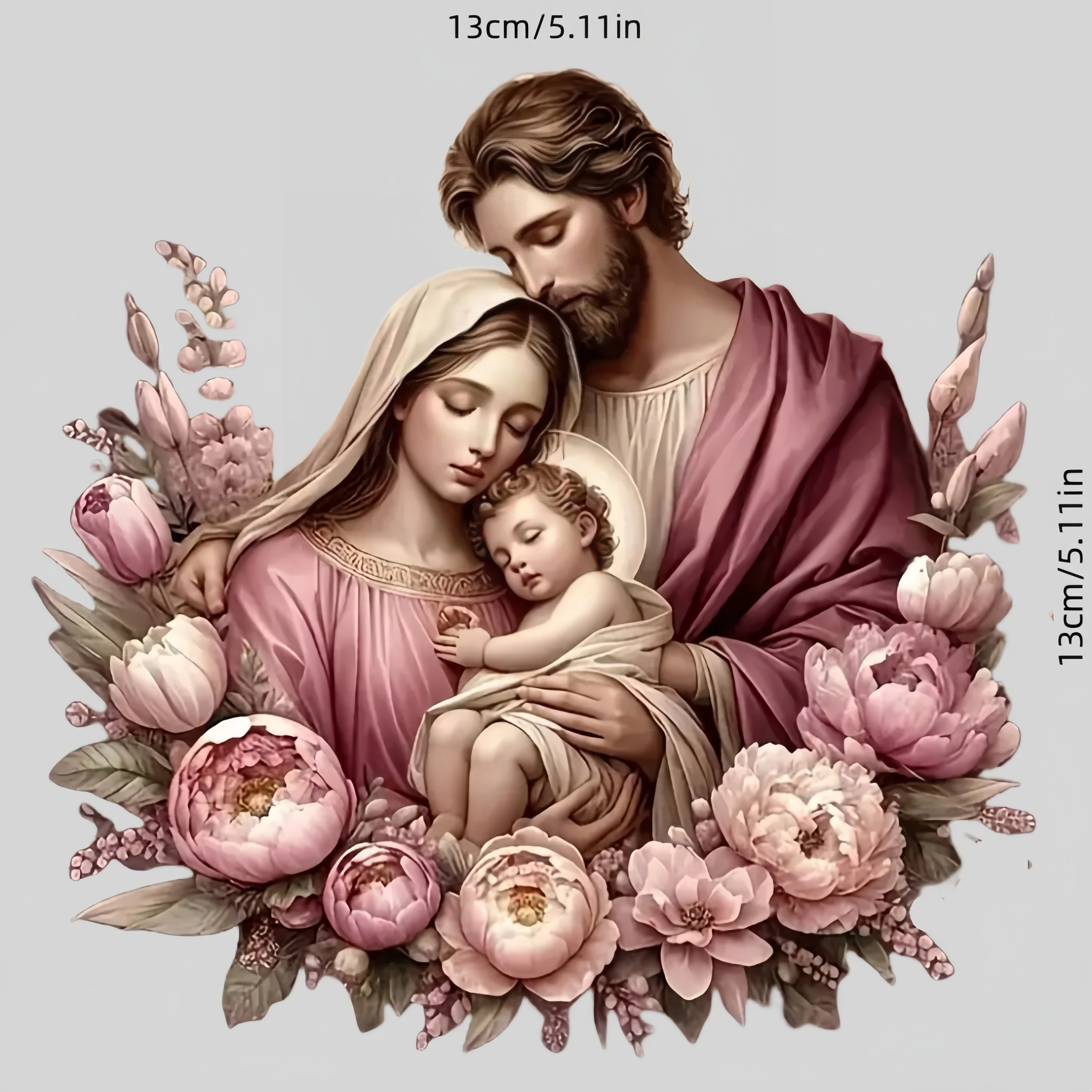 1Pc Holy Family Floral Waterproof Vinyl Sticker UV Resistant Scratch Cover For Car Truck SUV Laptop Christian Xmas Decor Gift