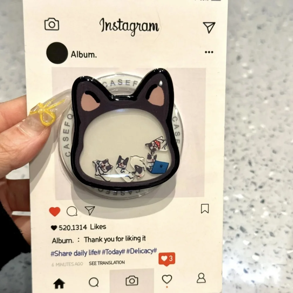 

Ins Funny Cartoon Puppy Quicksand Shake for Magsafe Griptok Holder Phone Finger Ring Stand Support for IPhone 15 Girl Bracket