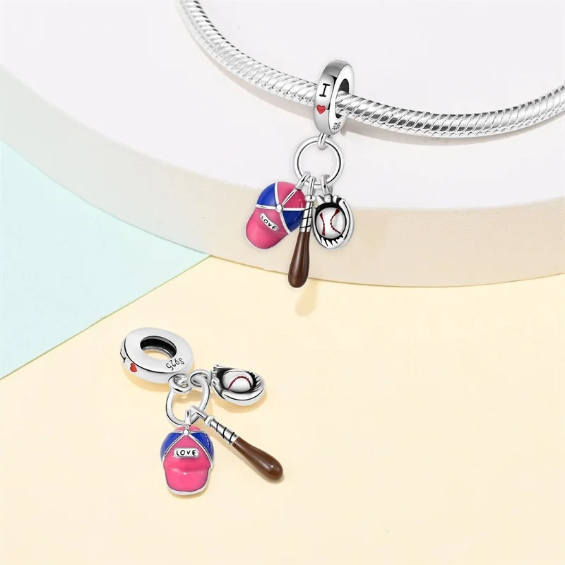New in Silver Color Sports Fitness Series Football Beads Fit Pan Bracelet DIY Charm Pendant Woman Jewelry Hot Sale