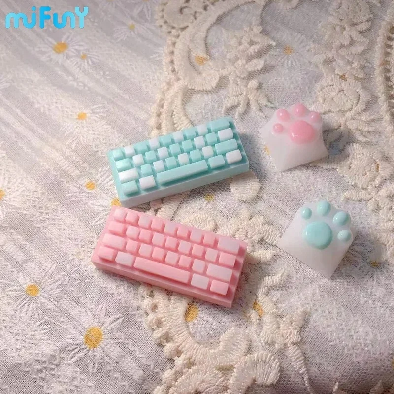 Shift keycaps สีชมพู/สีฟ้า keycaps PURE handmade ปรับแต่งน่ารักน่ารักป้อนคีย์ Mechanical keycaps Mechanical keycaps Accessories