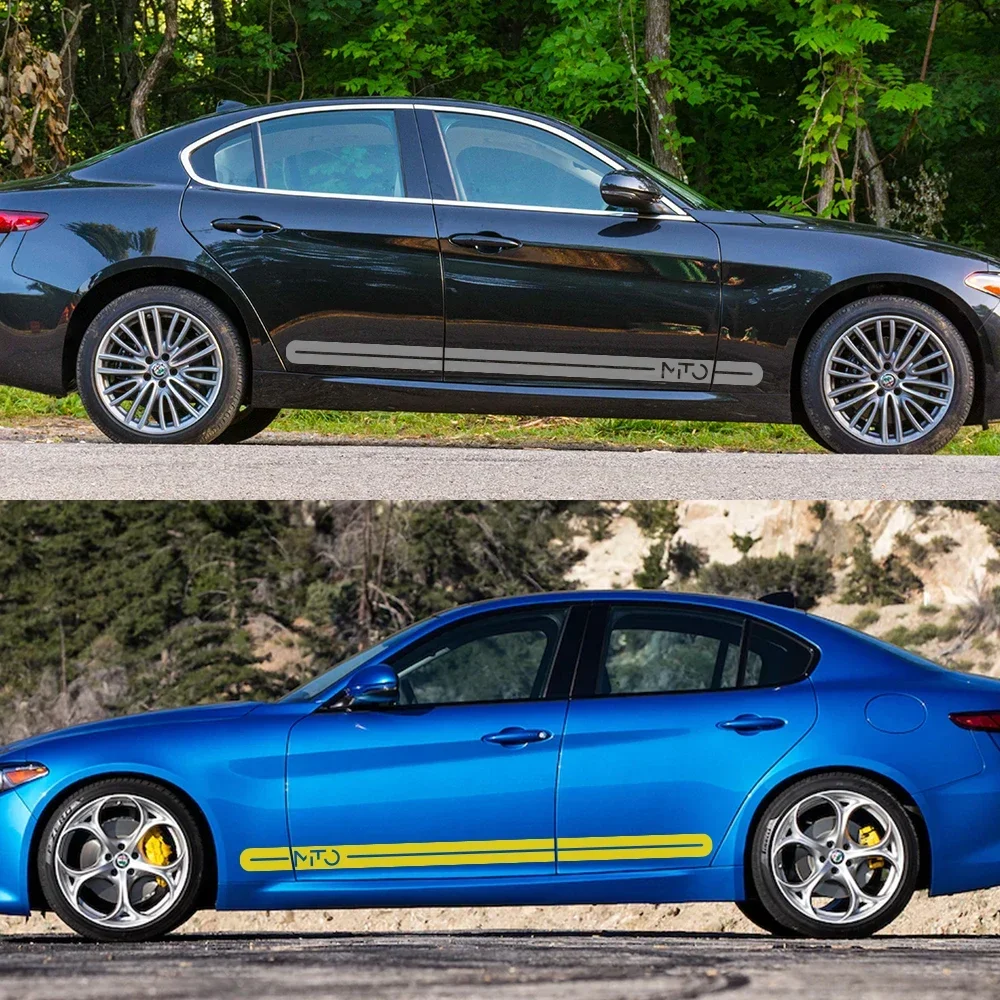 ملصقات تصفيف تنورة جانبية لباب السيارة ، ملحقات ضبط السيارات ، ملصقات شريط فينيل طويل لفيلم ألفا روميو ميوتو QV Gta ، 2 السينمائية #3