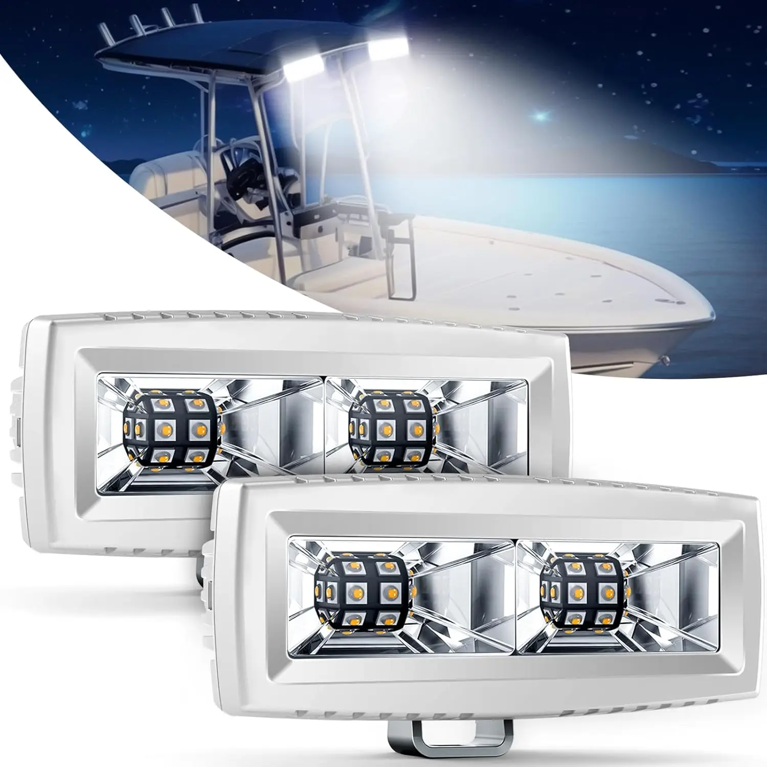 

5 Inch 40W LED Light Bar Flood Beams White Pod Work Driving Fog Lamp for Boat Deck Dock Yacht Truck ATV UTV 9-24V IP68