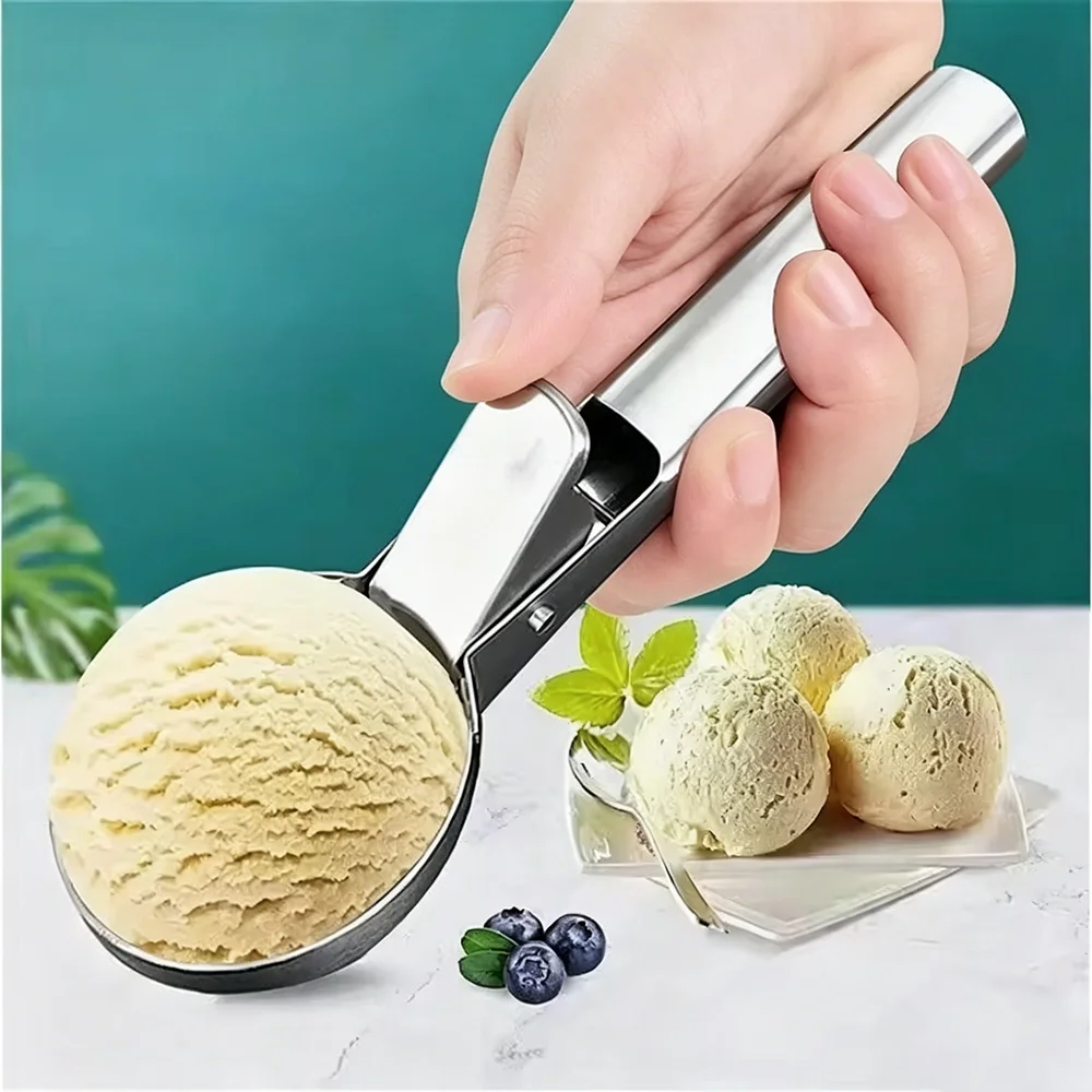 Multifunctional Ice Cream Scoops Stainless Steel Dual-Purpose Scoop Fruit Watermelon Spoon Ball Scoop Household Ice Cream Tools