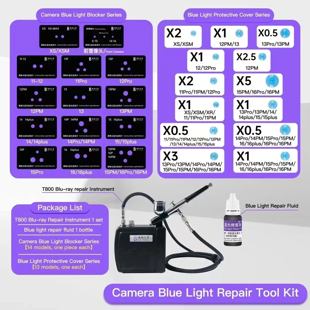 LB T800 Camera Blue Lens Repair Kit for x 11 12 13 14 15 16 Camera Blue Light Oxidation Scratches and StainsTool Quickly Repair