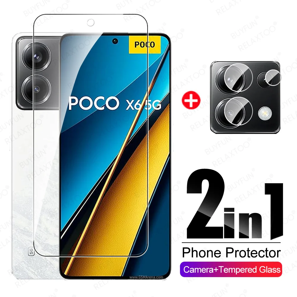 2in1 Protective Glass For Poco X6 5G Camera Tempered Glass Poxo Pofo X 6 Little X6Pro PocoX6 Pro PocoX6Pro Lens Screen Protector