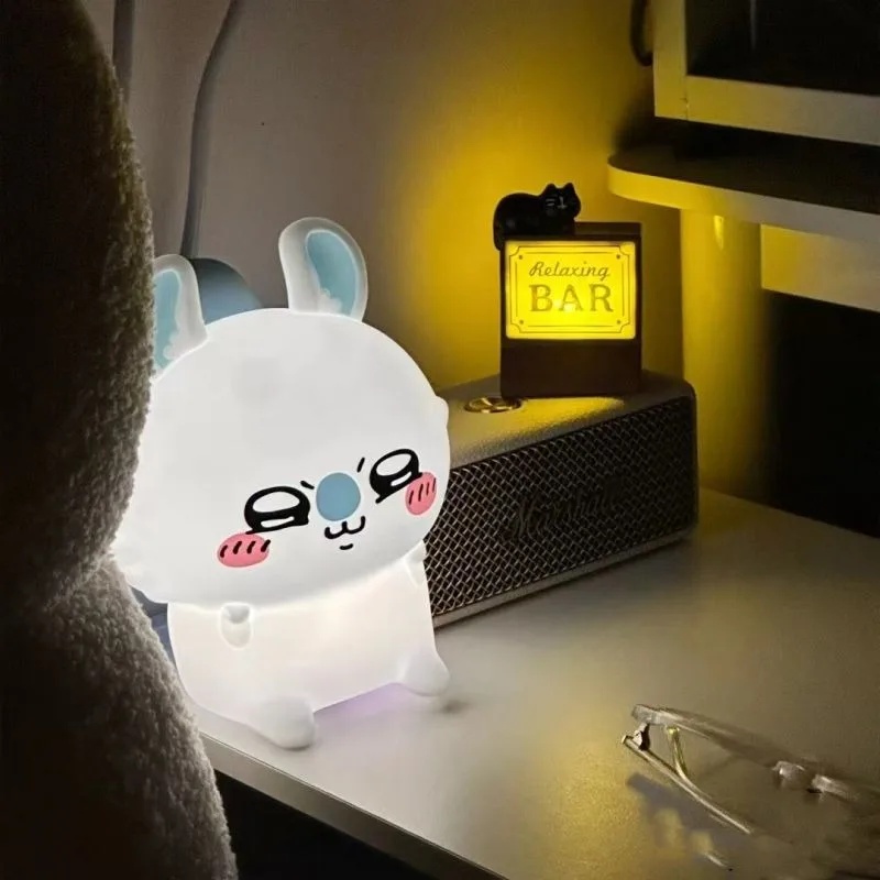 

MINISO Cute Chiikawa Usagi Momonga Surrounding Area Nightlight Modeling Lamp Desktop Decoration Kawaii Anime Cartoon Sleep Lamp