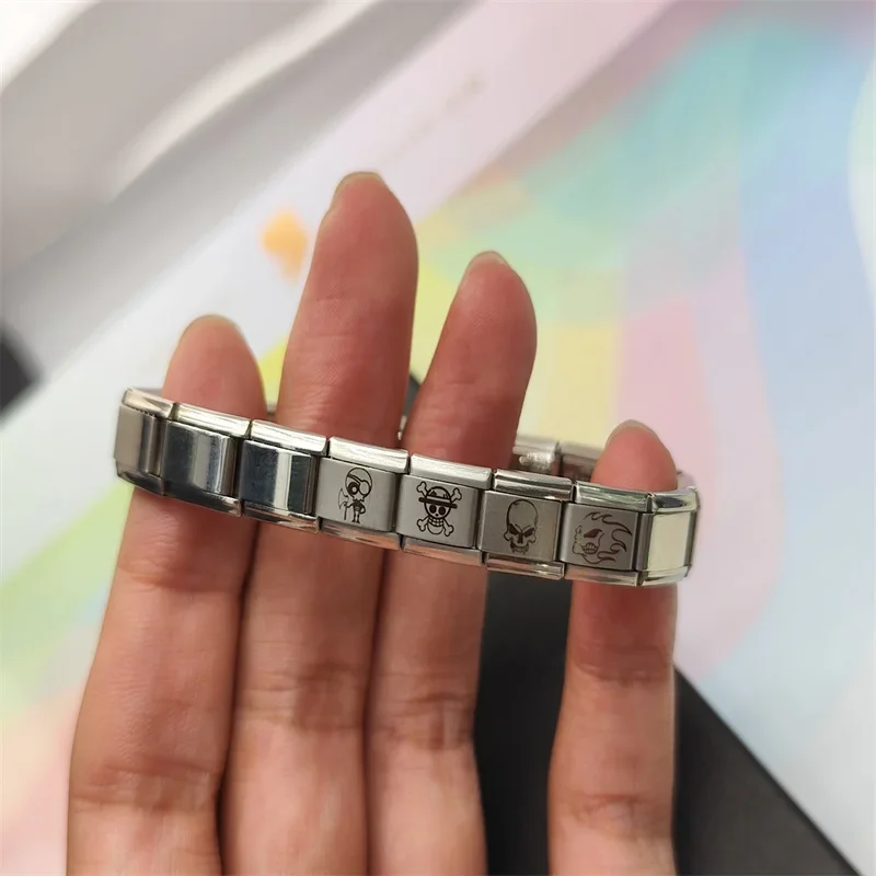 2024 Hot Selling Personalized Laser Customized LOGO Italian Module Charm Bracelet 9mm DIY Single Section Combination Bracelets