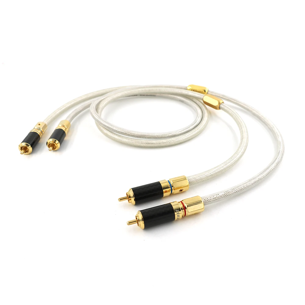 QED hifi audio cable 6N silver plated RCA 2to2 audio connection cable