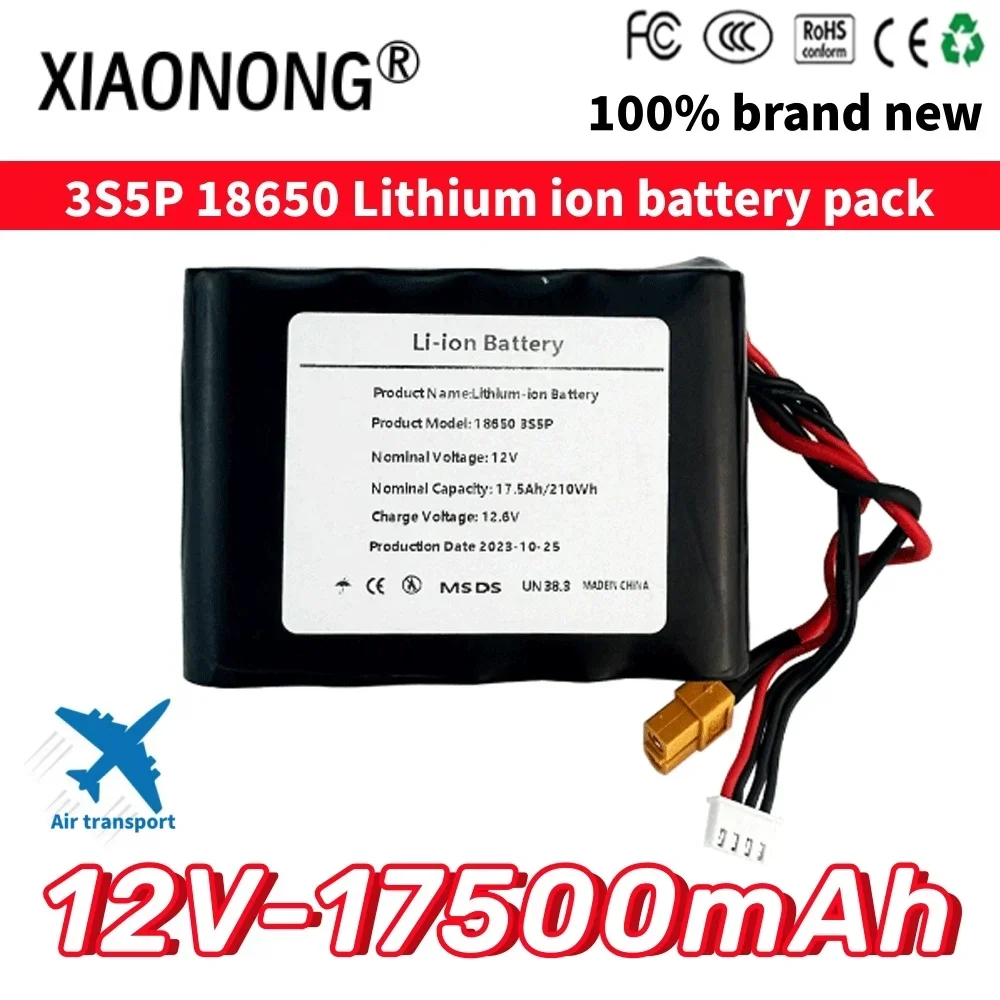 

12V 17.5Ah 18650 3S5P Lithium Ion Battery Pack For Various RC Airplane Drone Quadrotor