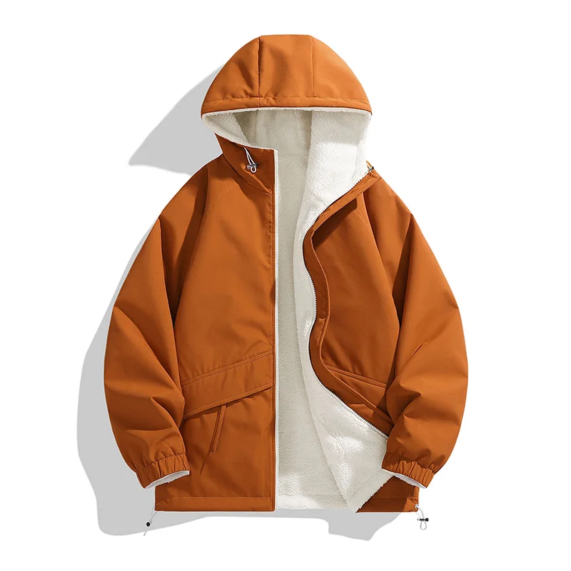

Mens Hooded Reversible Jacket Winter Sherpa Lined Windproof Coat Double Sided Wear Stylish Versatile Mens Reversible Jacket