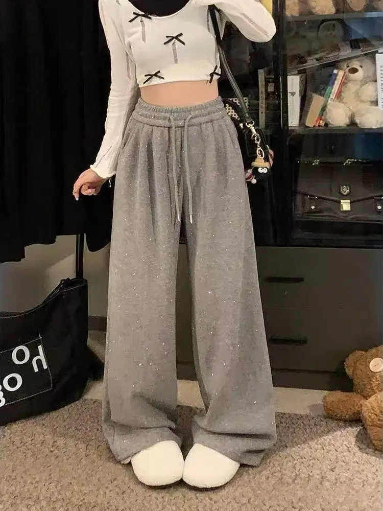 

Модные женские брюки с высокой талией и широкими штанинами, повседневные, осенне-зимние, на флисовой подкладке, прямого кроя, длинные