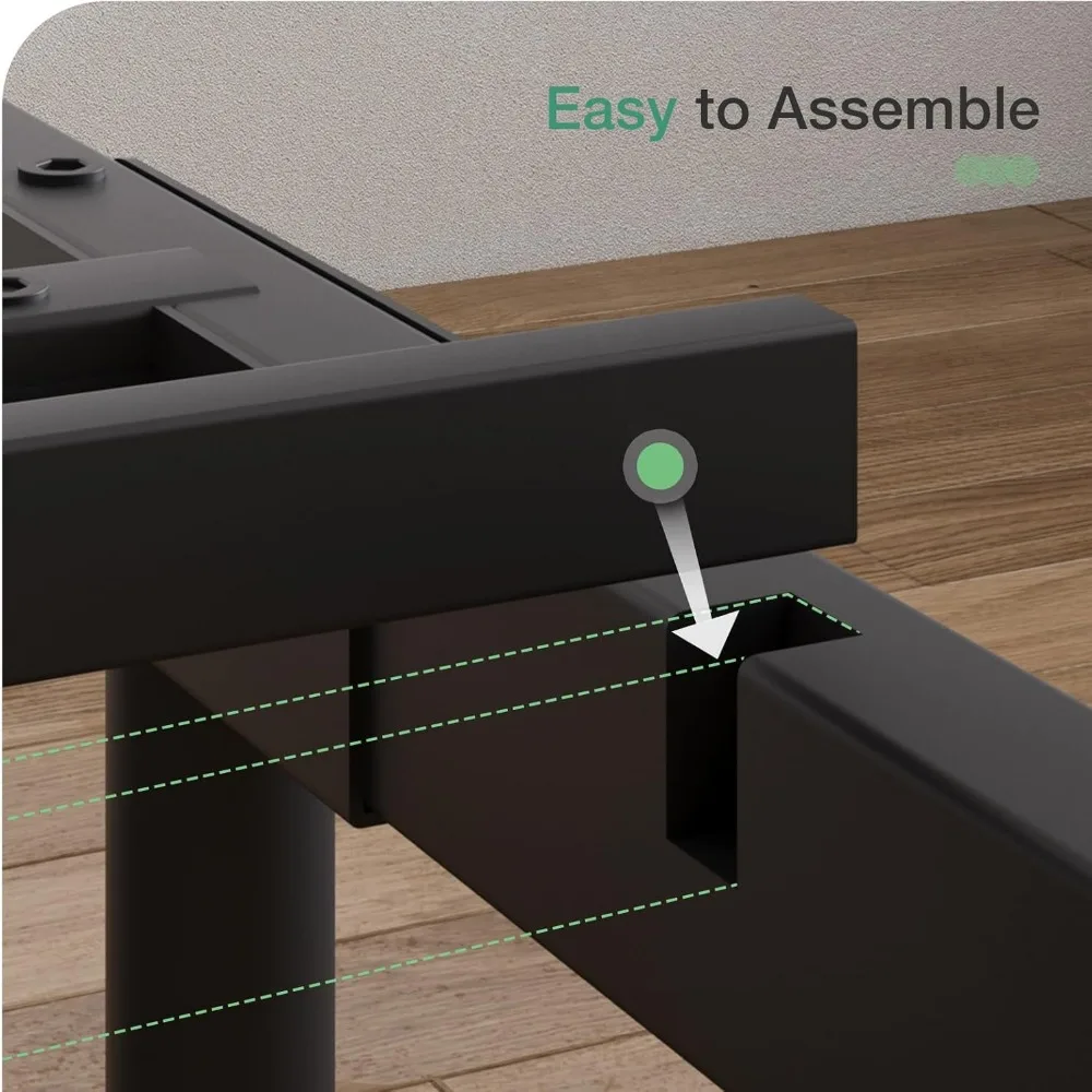 Rangka Tempat Tidur Ukuran Penuh dengan Sandaran Kepala, Sandaran Kaki & Penyimpanan - Platform Logam Kuat, Tidak Perlu Box Spring