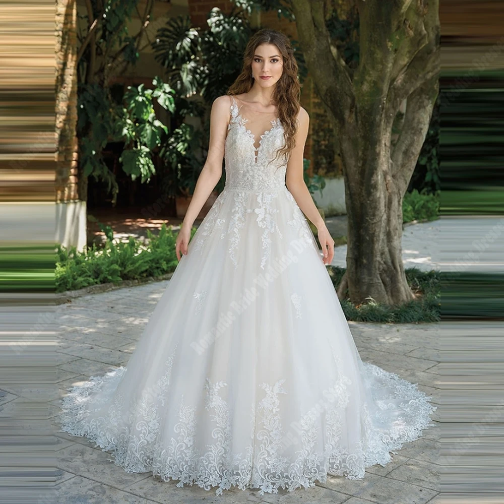 

2025 Simplicity A-Line Women Wedding Dresses Customized Elegant Sexy Sleeveless Bridal Gowns Shining Decals Embellishments Robes