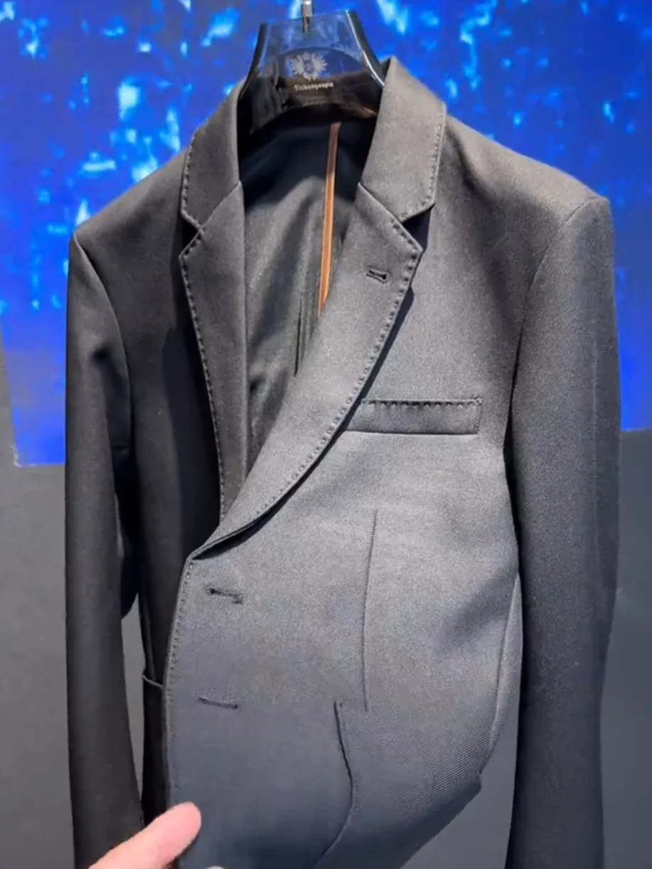 

Мужская повседневная модная классическая рубашка на весну-осень с воротником-стойкой, декорированная пуговицами, не требующая глажки, с длинным рукавом