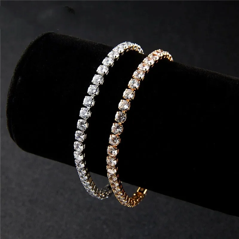 New Single Row Elastic Bracelet Crystal CZ Bride Pulseira Sparkling Bangle for Women Jewelry Best Friend Wedding Lady Pulsera