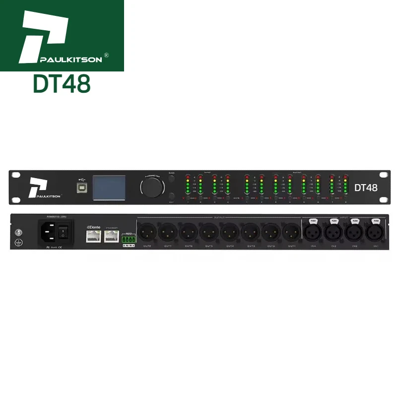 Professional DSP FIR Digital Audio Processor DT48 Dante 4/8 Channel Effects Processor Metal Construction Sound