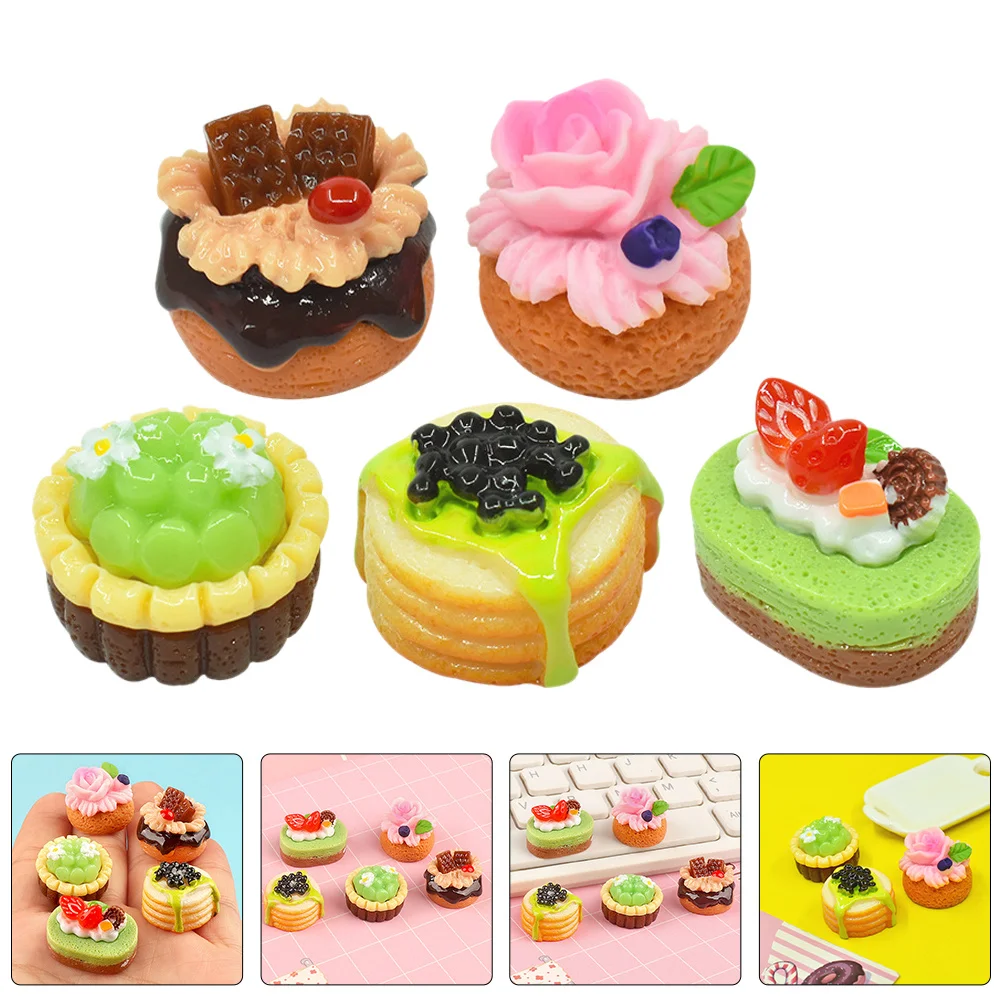 

12pcs Simulated Mini Cake Realistic Fake Dessert For Mini House Kitchen Accessories Micro Landscape House Play Set Resin Food