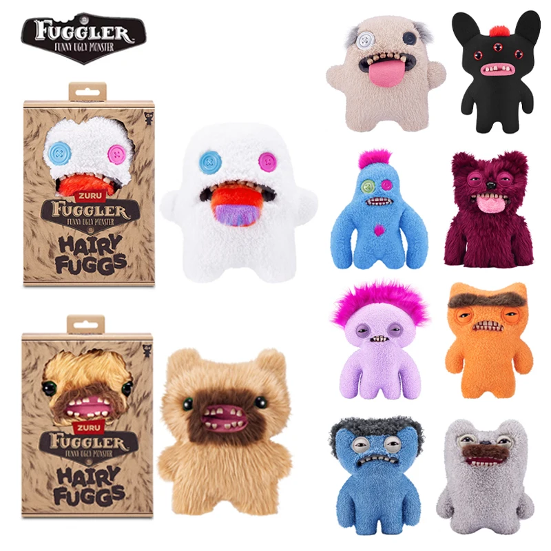 

100% Original Fuggler Plush Toys Funny Ugly Teeth Monster Rose Red Long-haired Wide-Eyed Fugguler Peluche Dolls Kid Gifts