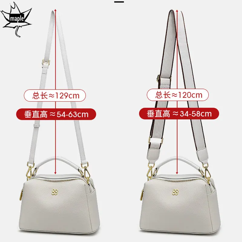 Imagem -03 - Elegante Marca Designer de Couro Vaca Genuína Mensageiro Bolsas Moda Bege Cor Aleta Ombro Bolsa Feminina Crossbody