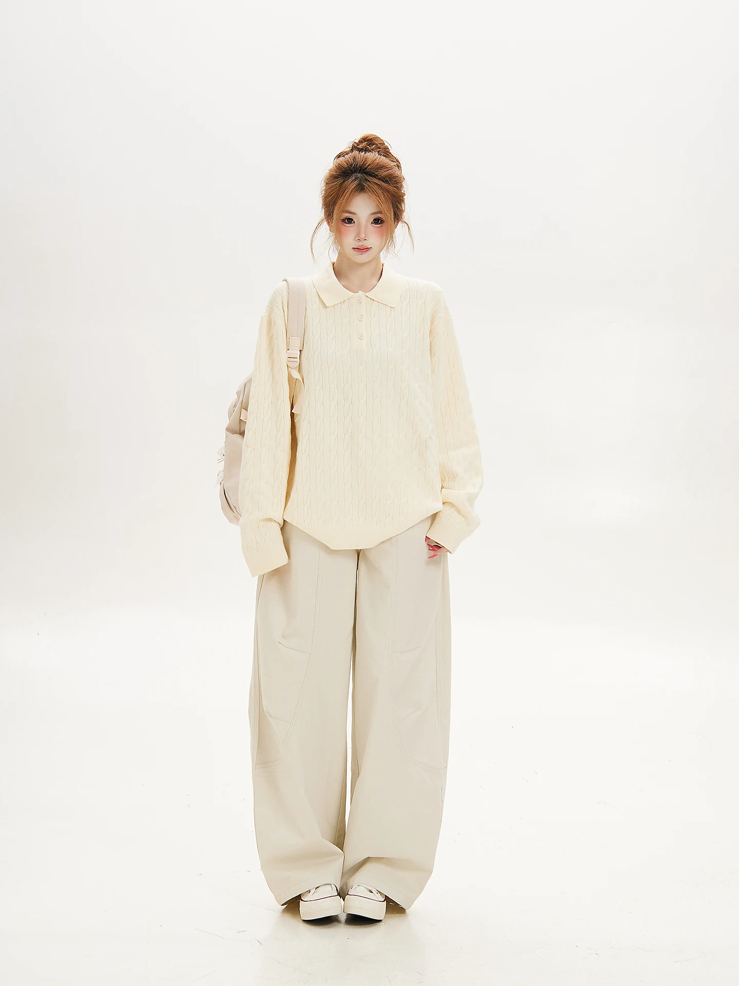 Loose Knitted Sweater Women's Spring Autumn Korean Style College Fashion Twisted Knitwear  Collar Casual Top for Girls