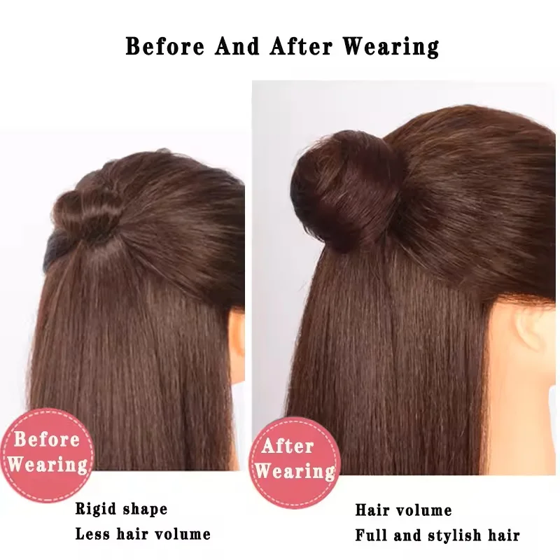 Synthetic Easy Wear Bun Ponytail Hair Accessories Scrunchies Wavy Stretchy Chignon Bun Hair With Elastic Rubber Band For Women