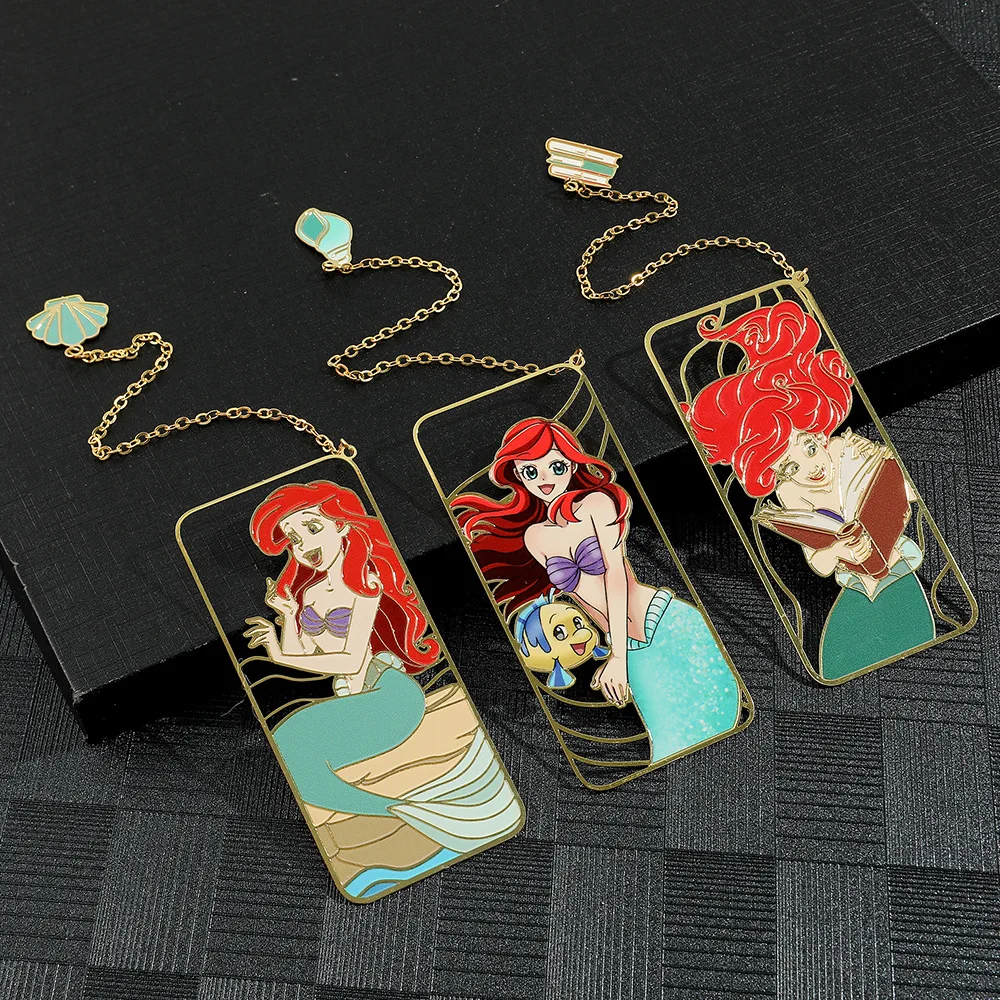 Disney The Little Mermaid Ariel Metal Bookmark with Chain Tassel Books Mark for Book Lover Gifts Women Kids Fan Reading Supplies