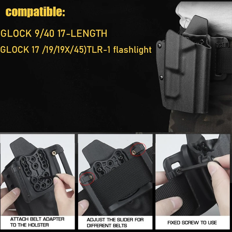 KYDEX-funda táctica ligera de G-TLR, funda de caza adecuada para GLOCK 9/40, 17-LENGTH (GLOCK 17/19/19X/45), TLR-1