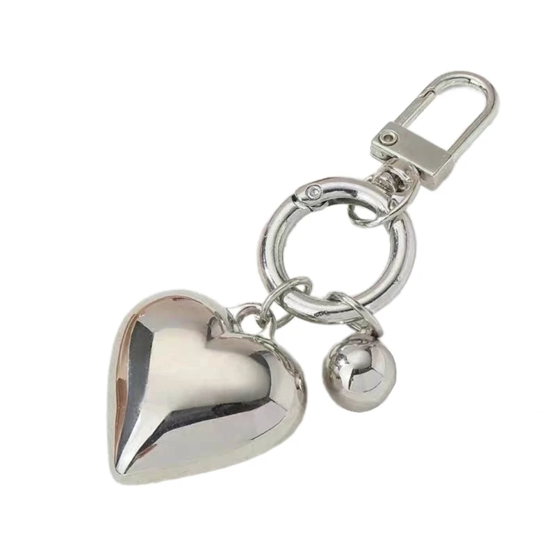 2023 New 3D Silver Heart Keychain Fashionable Metal Charm Stylish Silver Heart Keychain Handmade Metal Pendant Decoration