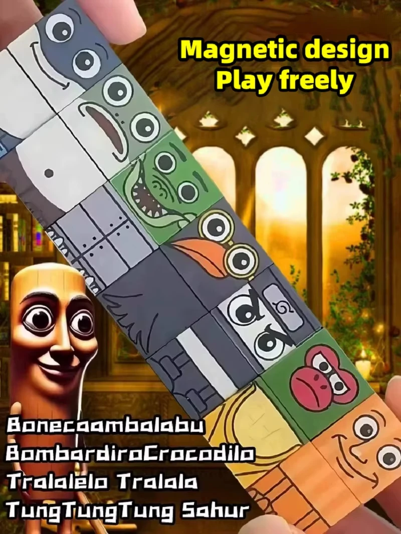 Klocki magnetyczne z postaciami AI, klocki do składania postaci, klocki do budowania postaci, gra planszowa