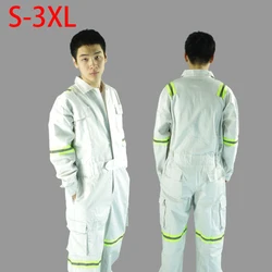 Best Mens Hi Vis Workwear White Crew tuta in puro cotone tuta da lavoro meccanica tuta da uomo Plus Size abbigliamento da lavoro S-3XL