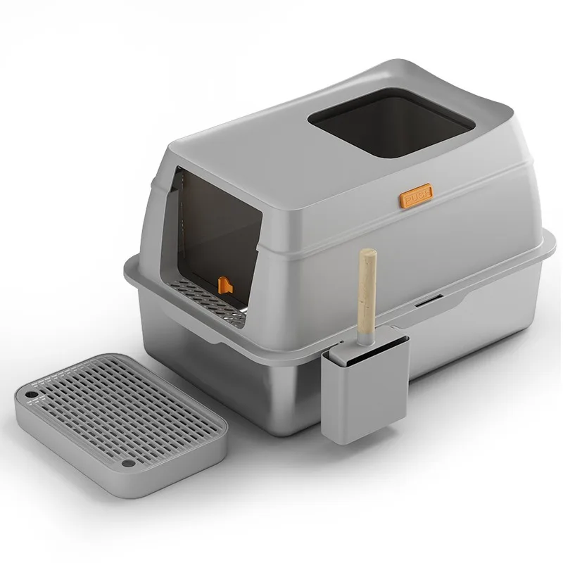 Factory Direct Sales Large Capacity Stainless Steel Cat Toilet Detachable Indoor Cat Bedpan Box with Easy Clean Feature