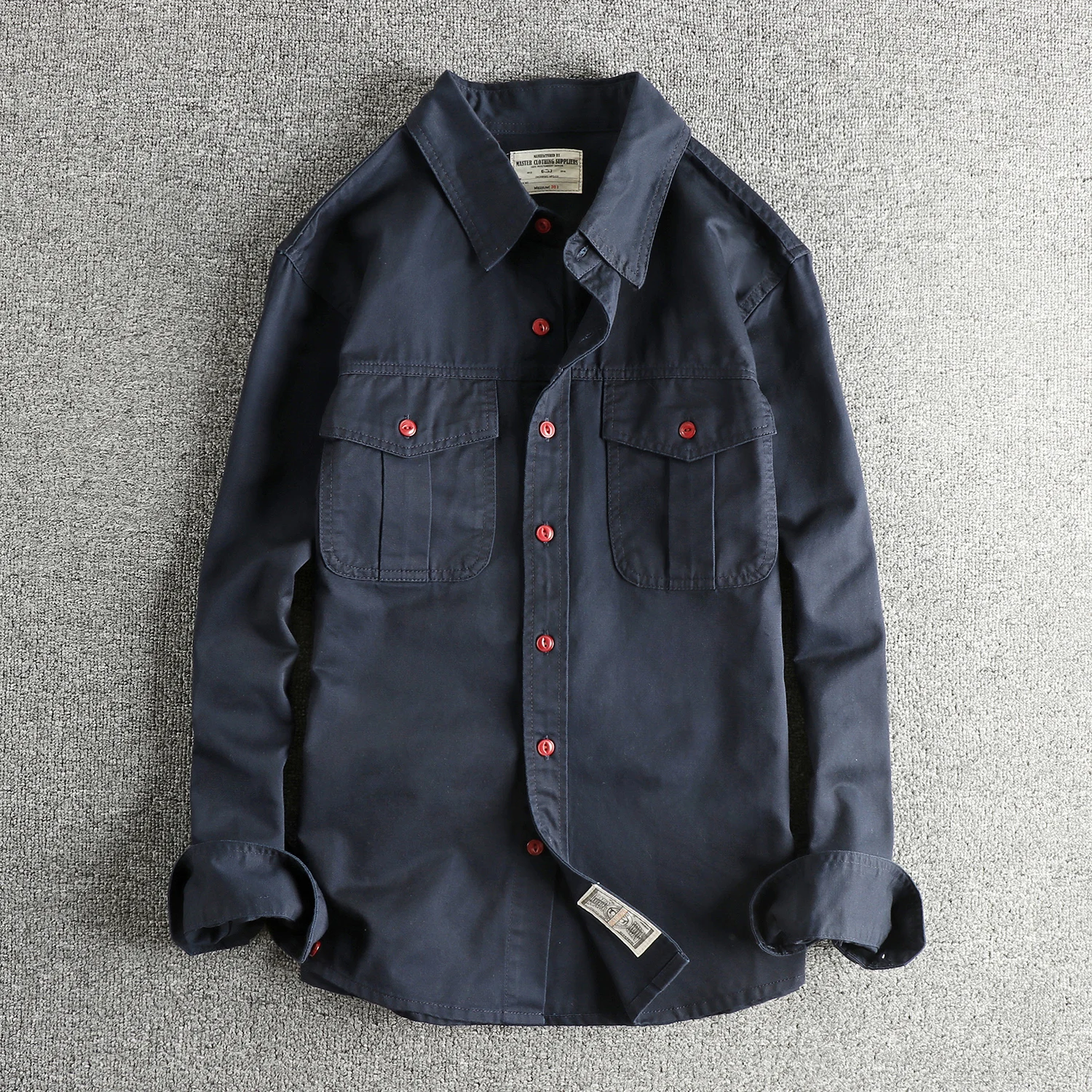 

Осенняя новая японская ретро тканая рубашка инженера с длинными рукавами и лацканами, мужские простые повседневные блузки из 100% хлопка с двойными карманами