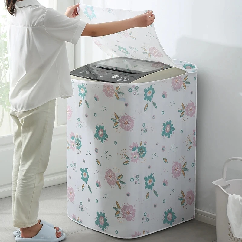 PEVA Washing Machine Cover Waterproof Smooth Dust Covers Multi-function Household Print Recyclable Washroom High Quality New