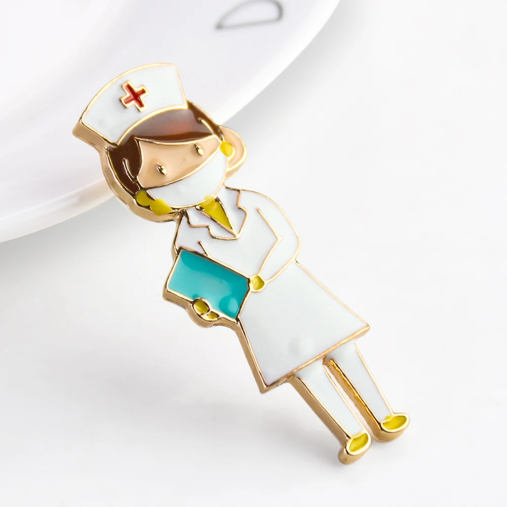 Metal Alloy Cartoon Medical Staff Brooch Nurse Brooch Doctor Badges 5.12 International Nurses Day Collar Medal Label Pin