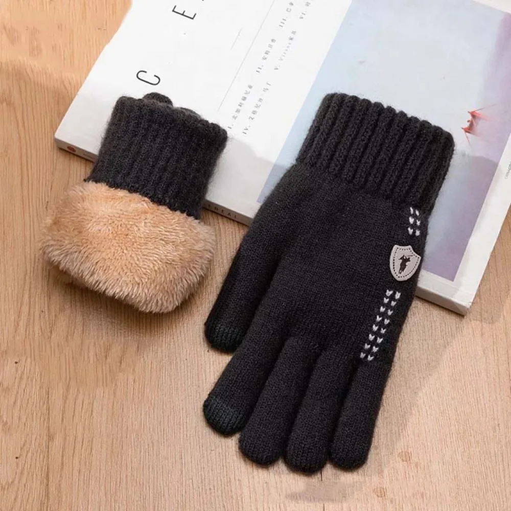 Acrylic Fibres Unisex Anti-cold Mittens Soft Thickened Dual-use Gloves Windproof Korean Style Knitted Yarn Flip Mittens Couple