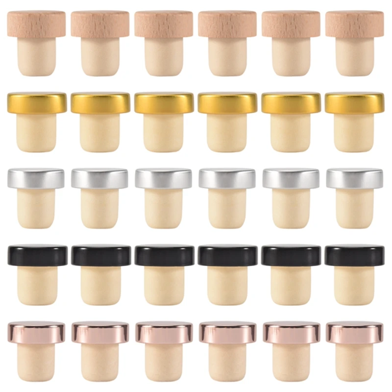 الفلين 30 قطعة زجاجة النبيذ الفلين سدادة T على شكل النبيذ سدادة تذوق الفلين استبدال قابلة لإعادة الاستخدام الفلين الزجاج زجاجة بيرة الختم