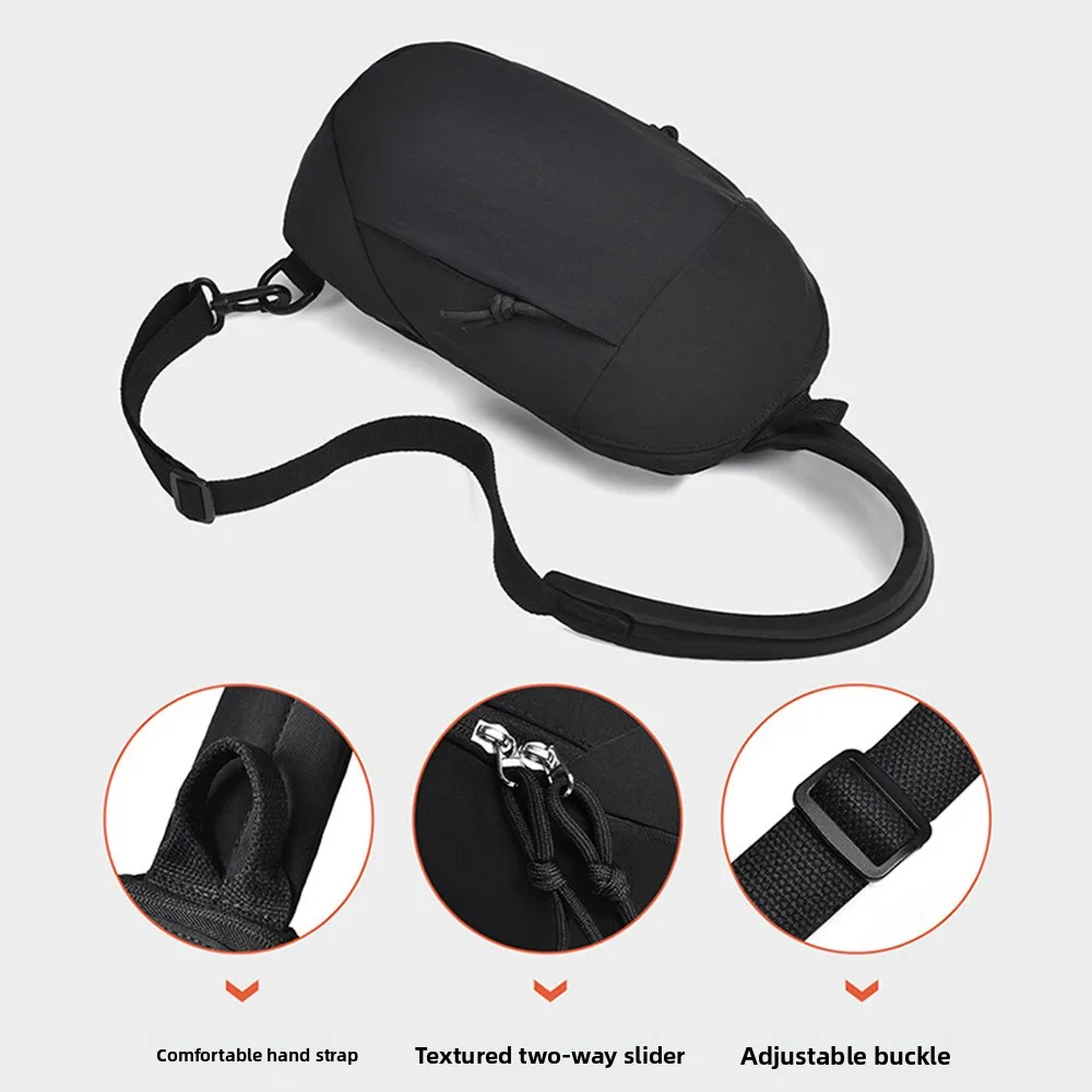 Casual Men's Chest Bag Large Capacity Waterproof Nylon Sling Shoulder Bag Breathable Lightweight Male Crossbody Bag Biking
