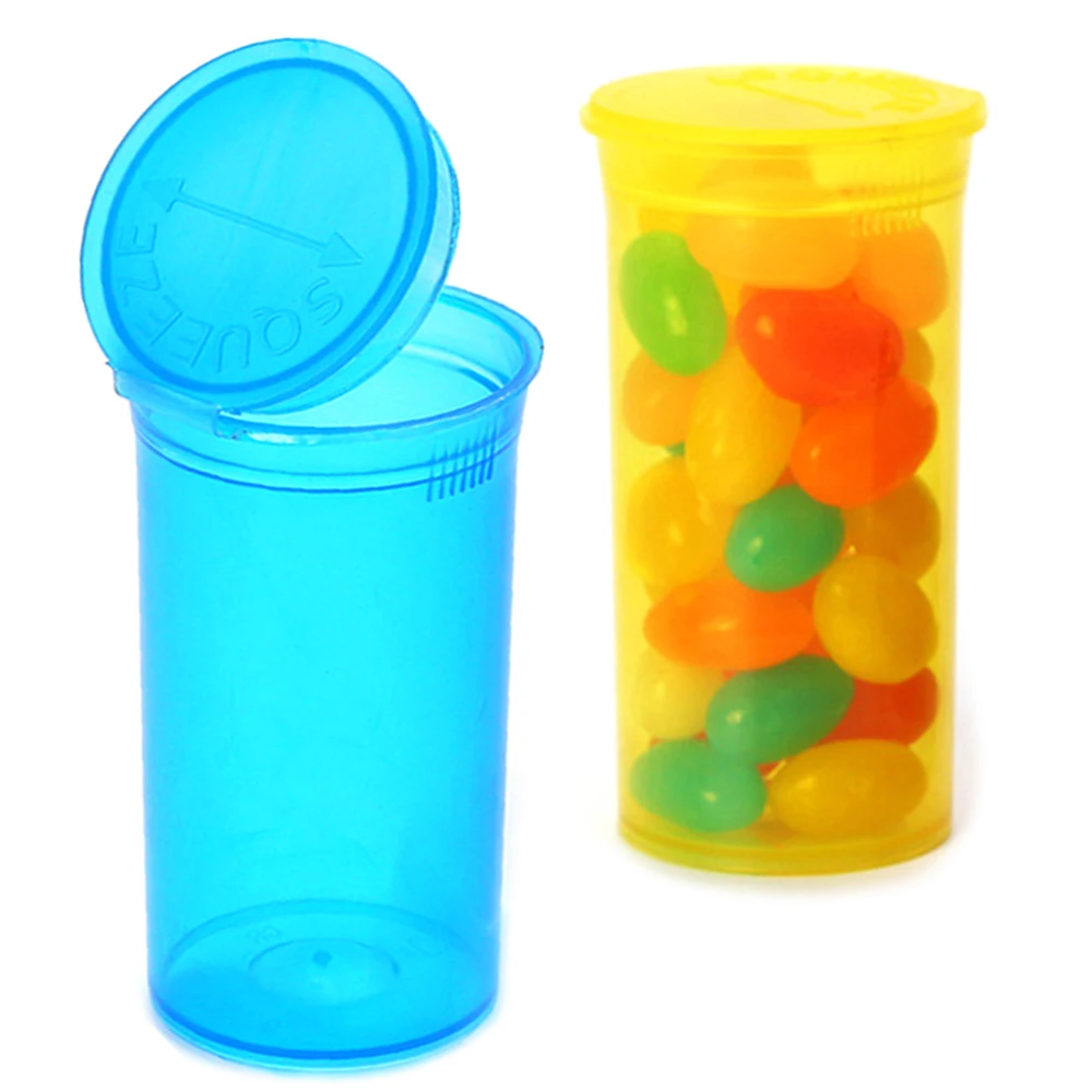 100pcs Moisture Pop Top Bottle Pill Box 80ml Proof Squeeze Storage Case Stash Jar Spice Container Travel Smoking Accessories