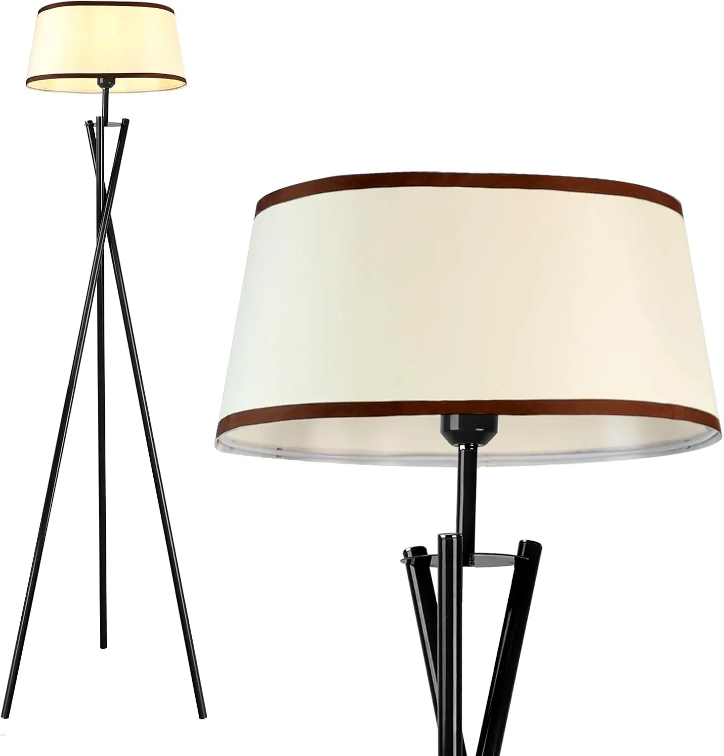 Lightdot 66In Tripod Floor Lamp With Oval Lampshade, Vintage Standing Lamps With E26 Bulb Included & Fabric Shade, Modern Tall