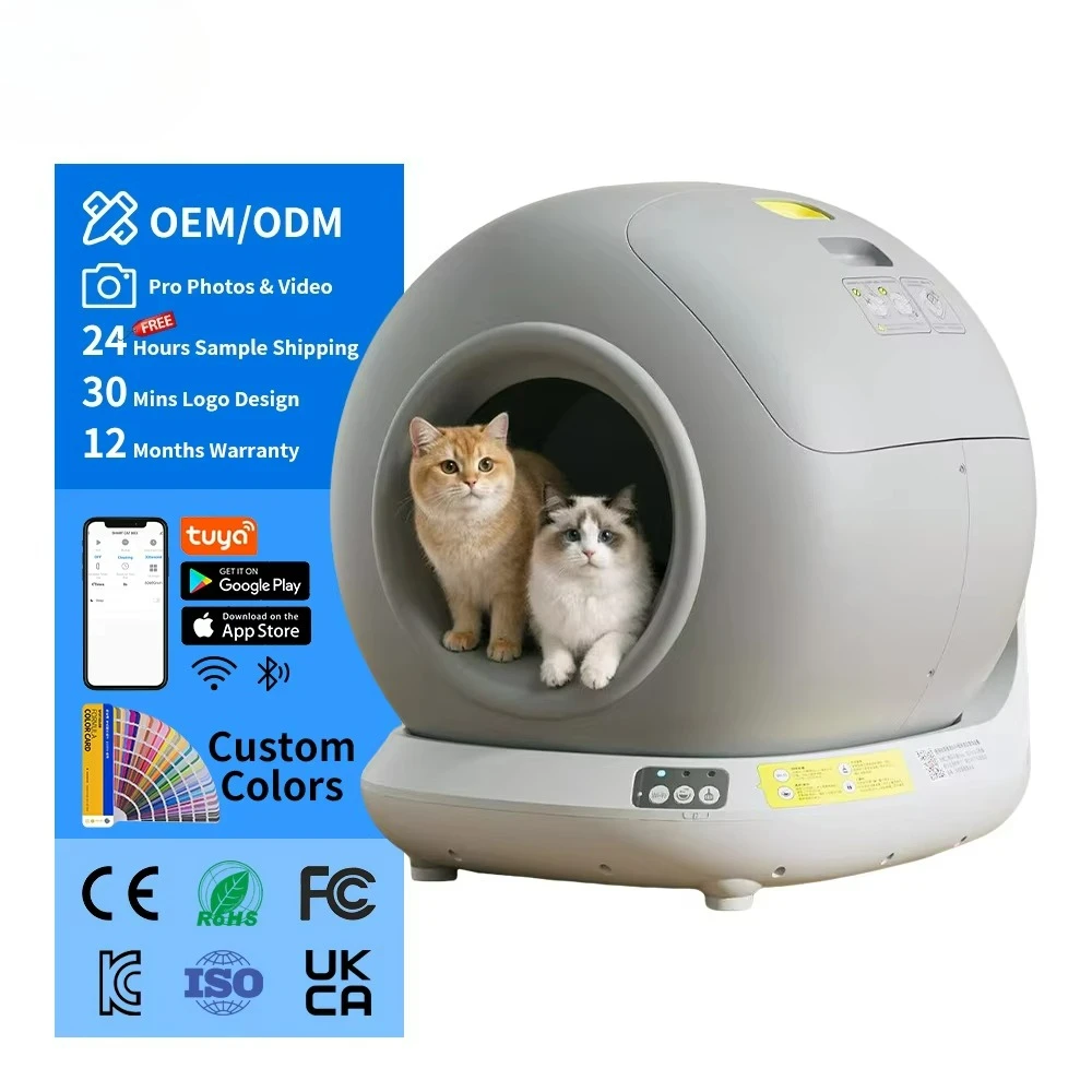 

Smart Automatic Self Cleaning Cat Litter Box Enclosed Quiet Operation App WiFi Remote Control Anti Odor 78L