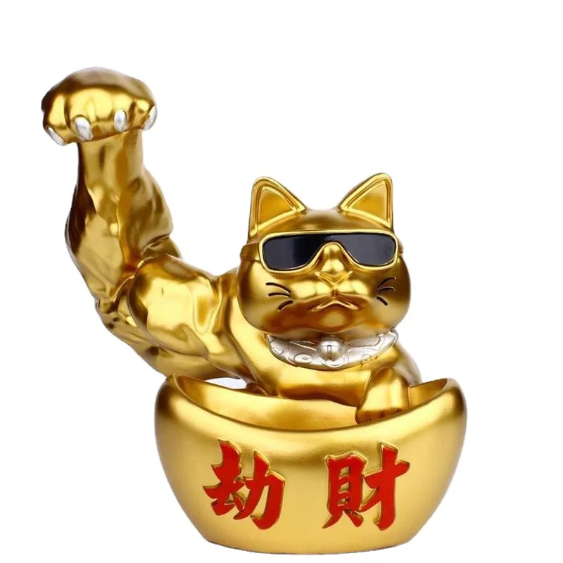 Creative Giant Arm Cat Sculpture Storage Tray Ornament Abstract Cat Statue with Huge Arm Animal-inspired Indoor Aesthetic Decor