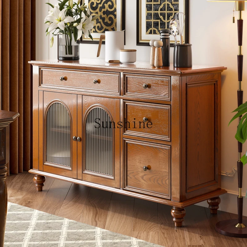 

American rural solid wood retro dining side small apartment kitchen locker