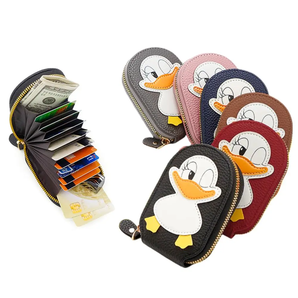 

Card Holder Wallet Mini Coin Purse Small Card Pouch Men Card Storage Shelf Cartoon Duck Shape Large Capacity Bag Passport Cover