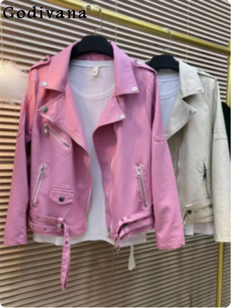 

Plus Size Women's Spring New PU Leather Jacket Fashion Versatility Handsome Personality Solid Color Korean Long Sleeve Top