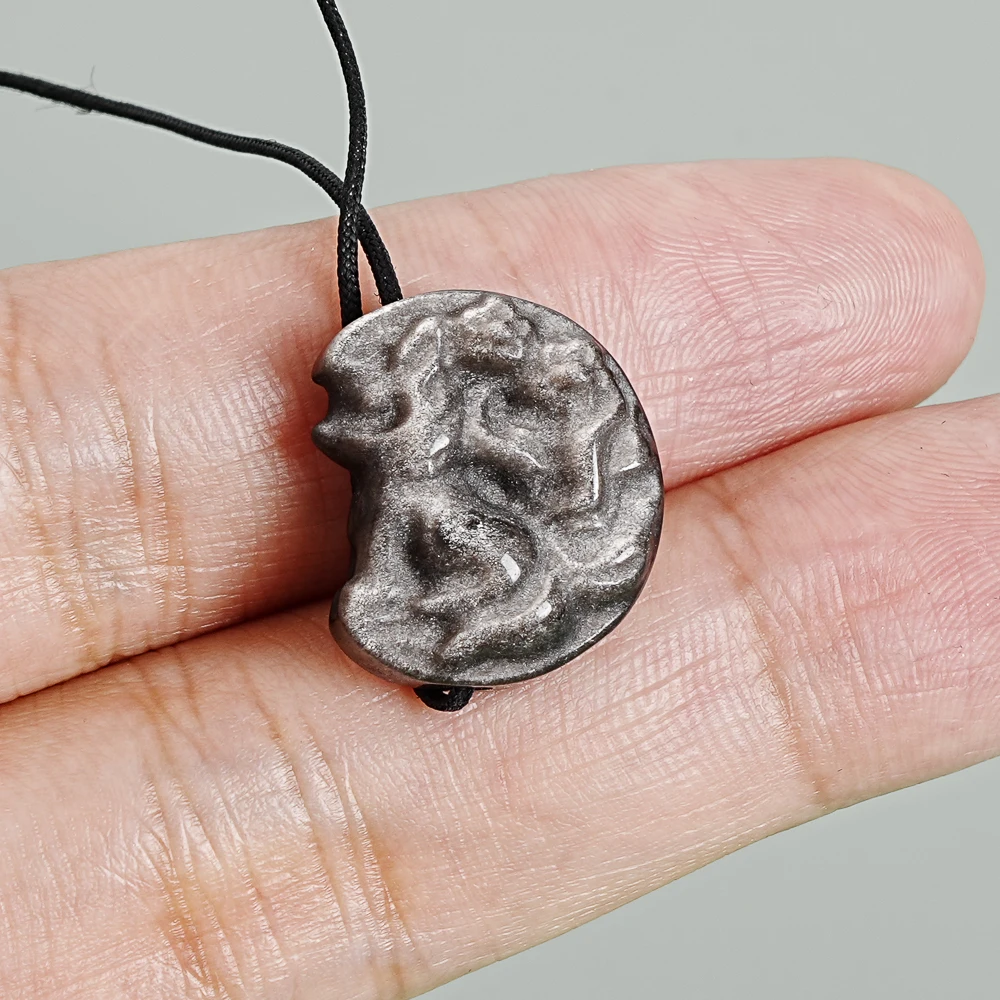 

Серебряные черные подвески из серебряного обсидиана в форме девятихвостой лисы, 5 шт., 20x17x8 мм, амулет в виде мифического животного для мудрости, защиты, подарок, для рукоделия